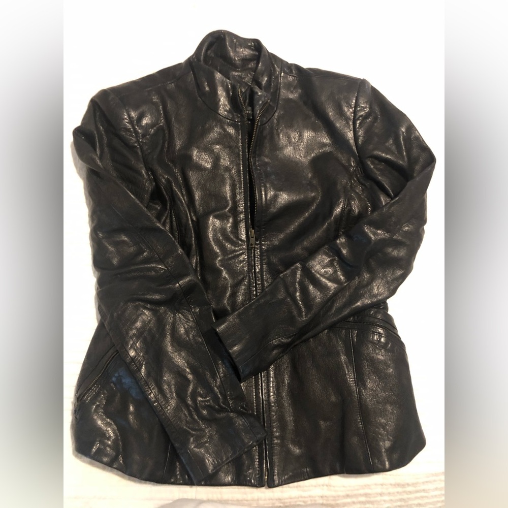 Theyskens’ Theory Women's Black Leather Jacket EUC 361
